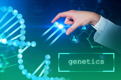 藍色白色對角 dna 螺旋與它的部分散落在藍色綠色模糊背景。生物技術、生物學、醫學和科學概念。3d 渲染模擬色調圖像